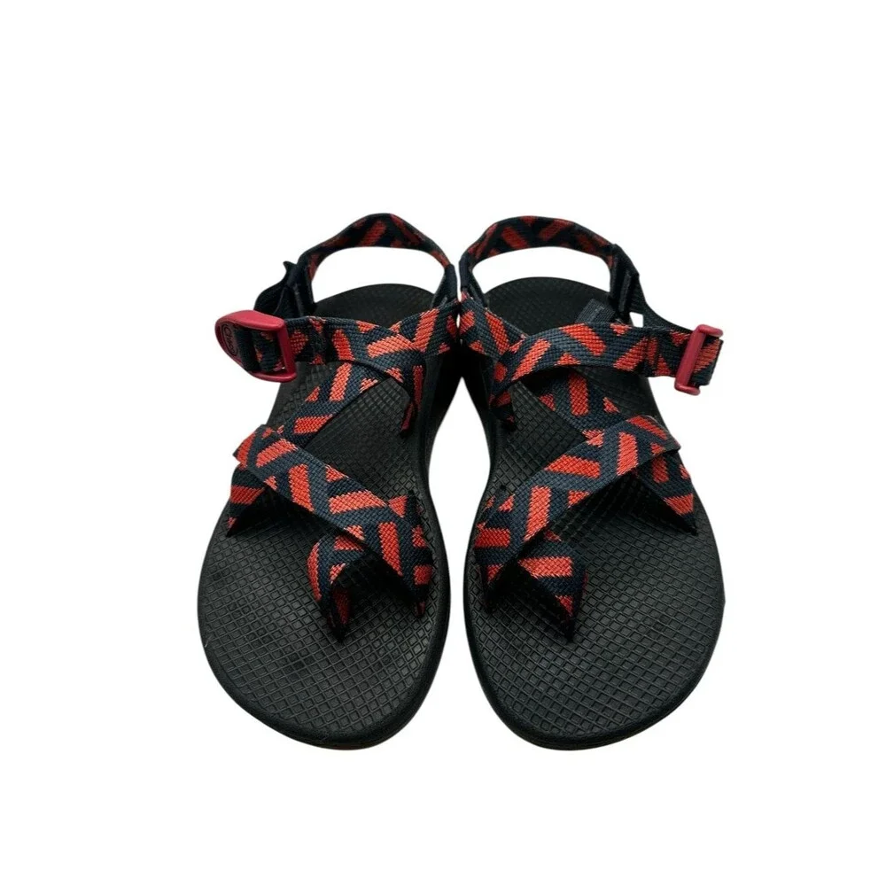 Chaco Z/2 Classic Sandals Womens 7 Salmon Pink Navy Toe Loop Hiking Trail
